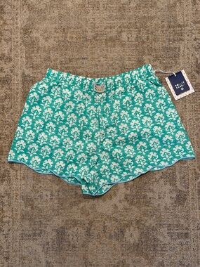 Roller Rabbit x Target Women's Stamped Floral Poplin Boxer Shorts Teal Sz Sm